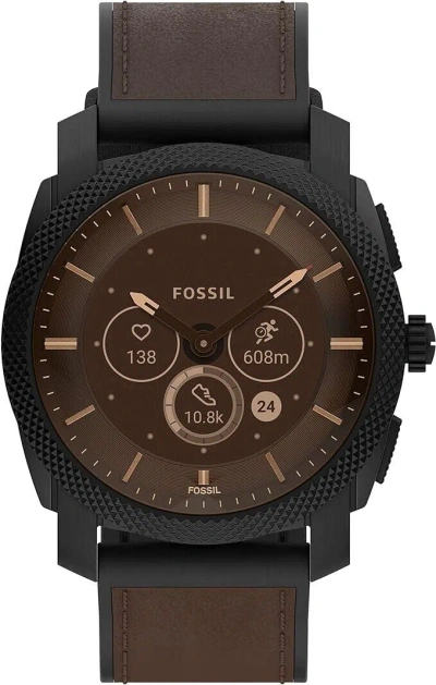 Pre-owned Fossil Machine Generation 6 Hybrid Smart Watch Ftw7068 Brown Men's Watch F/s