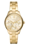 Fossil Rye Multifunction Three-hand Quartz Bracelet Watch, 36mm In Gold