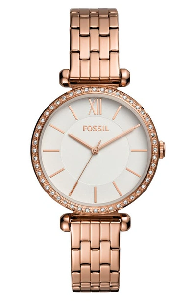 Fossil Tillie Three Hand Quartz Cz Bezel Bracelet Watch, 36mm In Gold