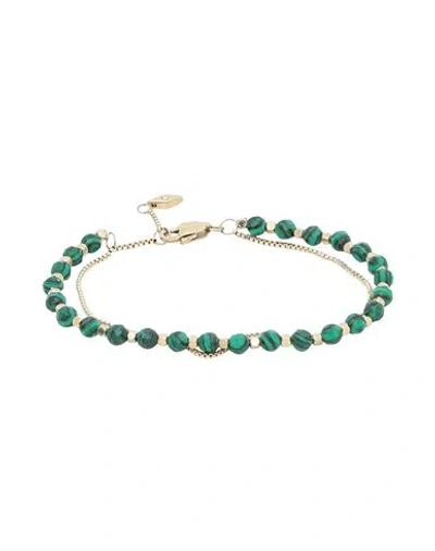 Fossil Woman Bracelet Gold Size - Stainless Steel, Malachite In Green