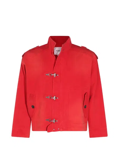 Found Buckle-fastening Epaulette Jacket In Red