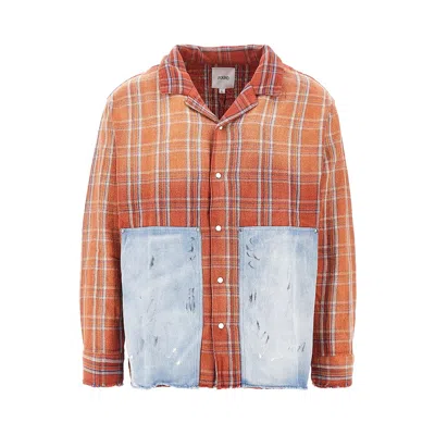 Found Flannel Shirt With Denim Details In Multi