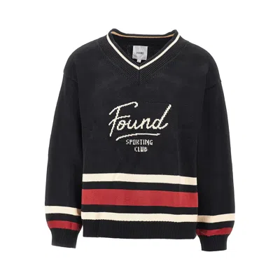 Found Sport Club Varsity Sweater In Black