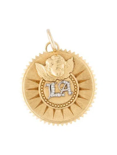 Pre-owned Foundrae 18k Diamond City Of Angels Medallion, 1.25" In Multicolor