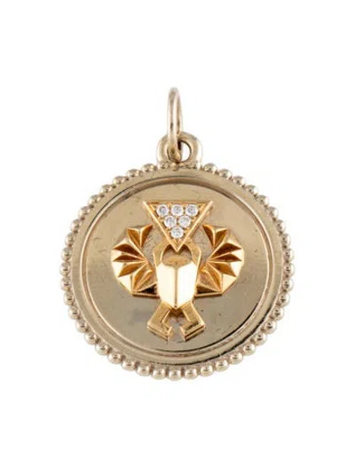 Pre-owned Foundrae 18k Diamond Medium 'protection' Medallion In Multicolor