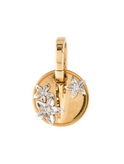 Pre-owned Foundrae 18k Diamond 'resilience' Miniature Medallion Pendant, 0.75" In Multicolor