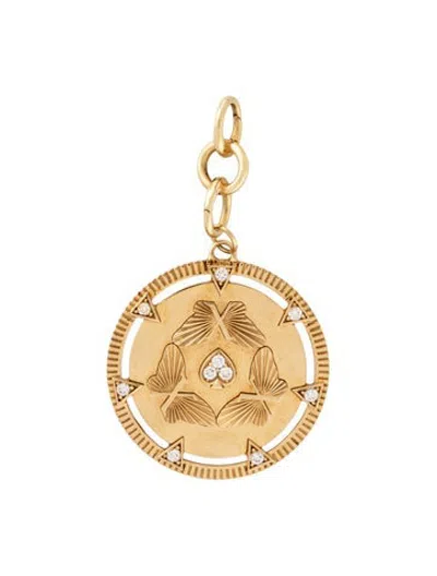 Pre-owned Foundrae 18k Diamond Reverie Butterfly Triskele Exuberant Medallion W/ Extension Link In Multicolor