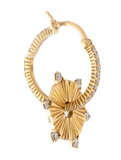 Pre-owned Foundrae 18k Diamond Small Element Disk Single Hoop Earring In Multicolor