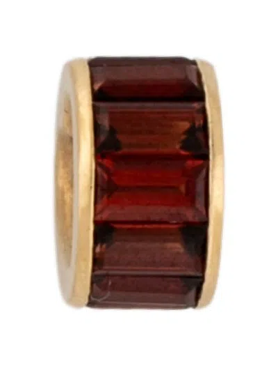 Pre-owned Foundrae 18k Garnet Baguette Heart Beat Charm In Multicolor