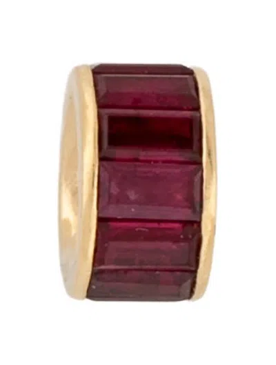 Pre-owned Foundrae 18k Ruby Baguette Heart Beat Charm In Multicolor