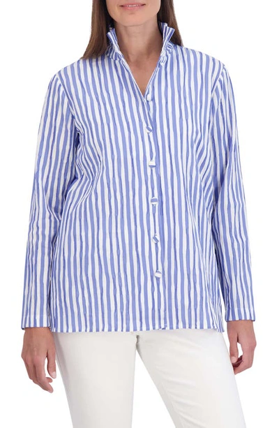 Foxcroft Carolina Frill Collar Shirt In Cornflower