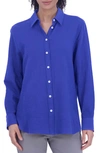 Foxcroft Cotton Gauze Tunic Button-up Shirt In Azure