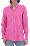 Foxcroft Cotton Gauze Tunic Button-up Shirt In Dahlia