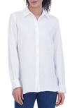 Foxcroft Cotton Gauze Tunic Button-up Shirt In White