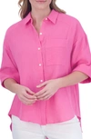 Foxcroft Joanna Cotton Gauze Button-up Shirt In Dahlia