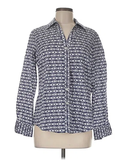 Pre-owned Foxcroft Long Sleeve Blouse In Blue