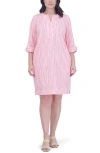 Foxcroft Vena Stripe Crinkle Shift Dress In Softshell Pink