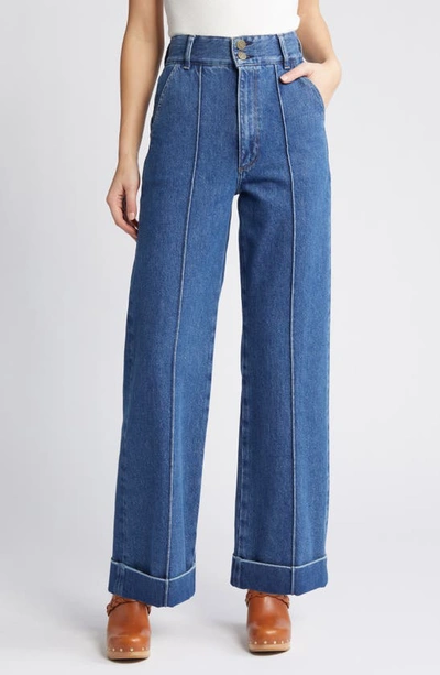 Frame '70s Seamed Crop Straight Leg Jeans In Lago Di Como