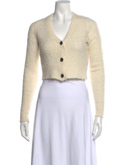 Pre-owned Frame Alpaca V-neck Sweater In White