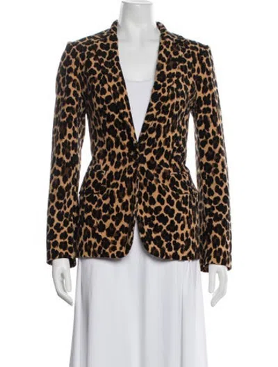 Pre-owned Frame Animal Print Blazer In Black/brown