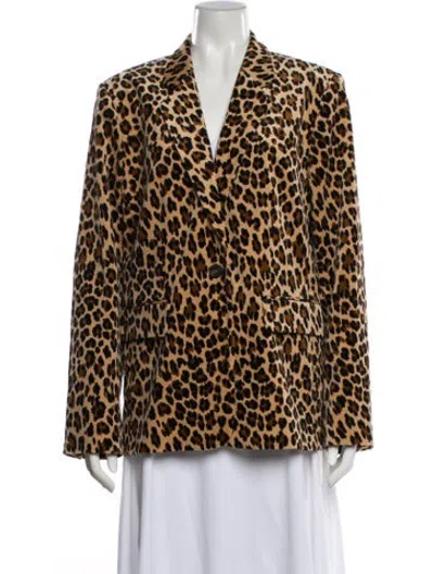 Pre-owned Frame Animal Print Blazer W/ Tags In Brown