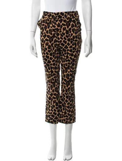 Pre-owned Frame Animal Print Straight Leg Pants In Brown