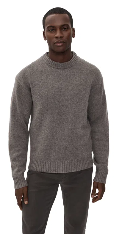 Frame Cashmere Crewneck Sweater Heather Brown In Gray