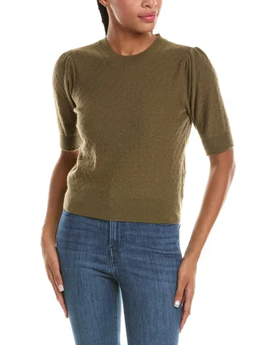 Frame Denim The Pointelle Ruched Wool & Cashmere-blend Sweater In Green