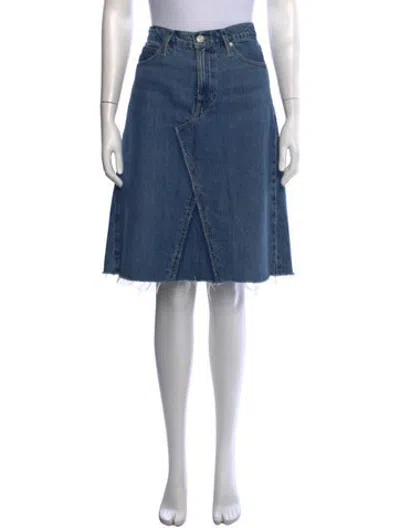 Pre-owned Frame Distressed Accents Midi Length Skirt In Blue