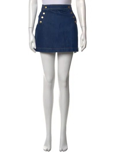 Pre-owned Frame Distressed Accents Mini Skirt In Blue