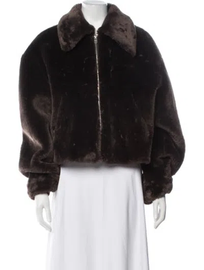 Pre-owned Frame Faux Fur Jacket In Black/brown