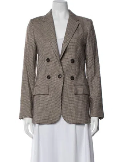 Pre-owned Frame Houndstooth Print Blazer In Brown
