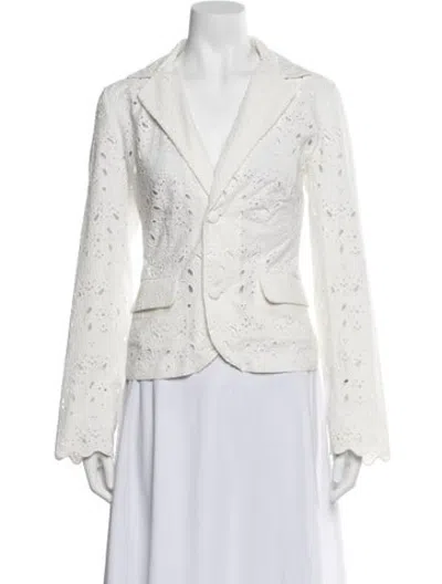 Pre-owned Frame Lace Pattern Blazer In White