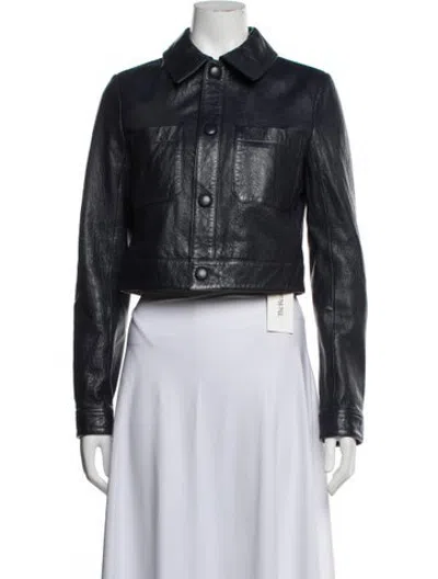 Pre-owned Frame Lamb Leather Biker Jacket In Blue