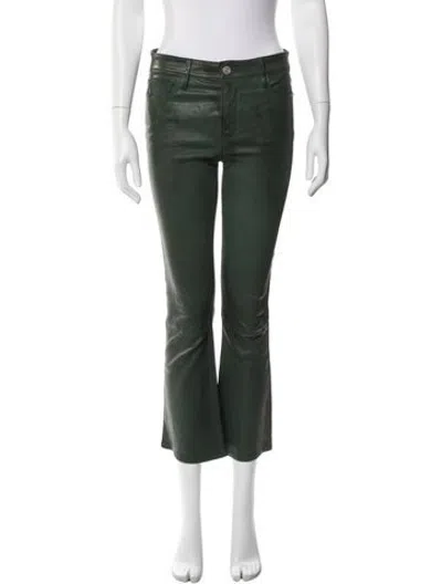 Pre-owned Frame Lamb Leather Flared Pants In Green