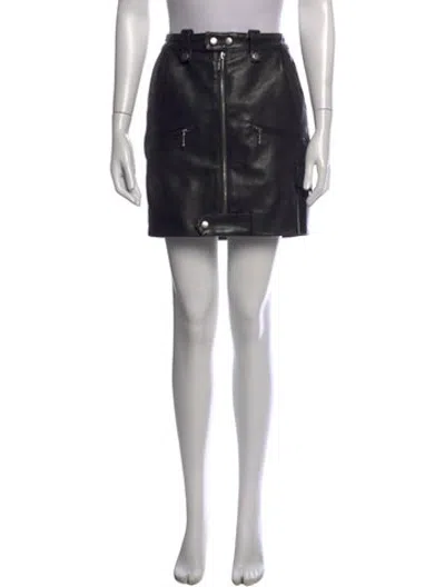 Pre-owned Frame Lamb Leather Mini Skirt In Black