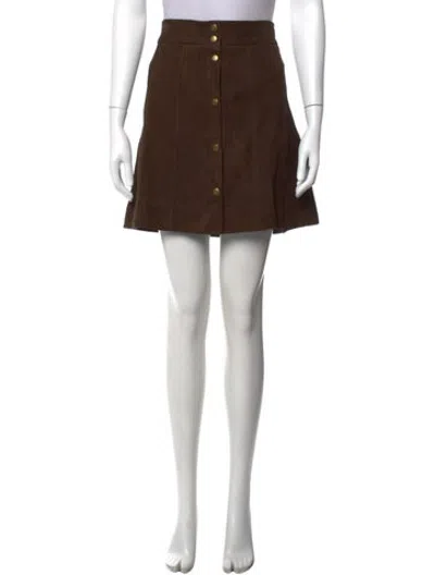 Pre-owned Frame Lamb Leather Mini Skirt In Brown
