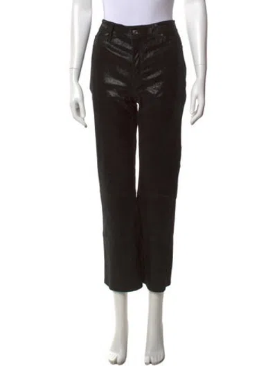 Pre-owned Frame Lamb Leather Straight Leg Pants In Black