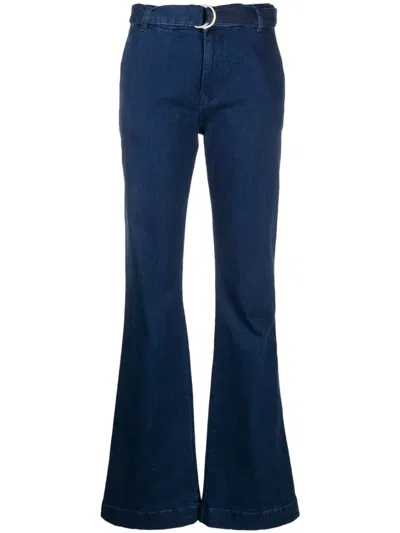 Frame Le High Flare Belted Trouser In Blue