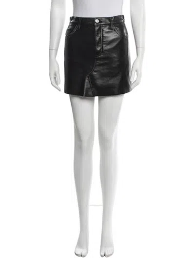 Pre-owned Frame Leather Mini Skirt In Black
