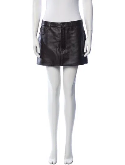 Pre-owned Frame Leather Mini Skirt In Brown
