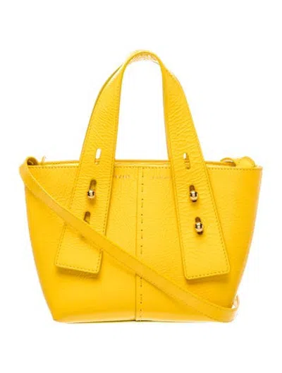 Pre-owned Frame Leather Top Handle Bag In Yellow