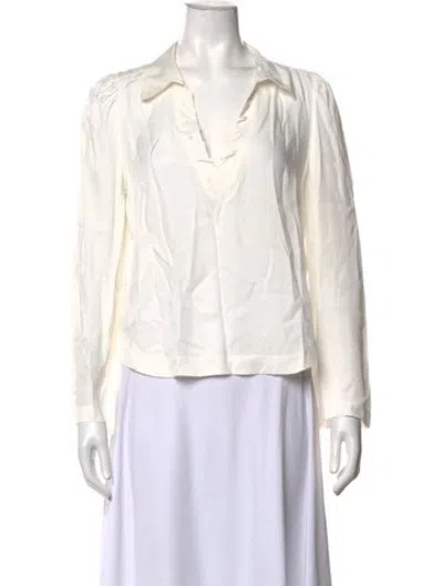 Pre-owned Frame Long Sleeve Blouse In Neutrals