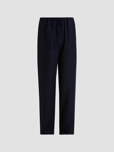 Frame Men's Linen Drawstring Straight-leg Pants In Black