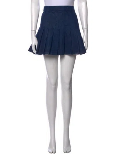 Pre-owned Frame Pleated Accents Mini Skirt In Blue