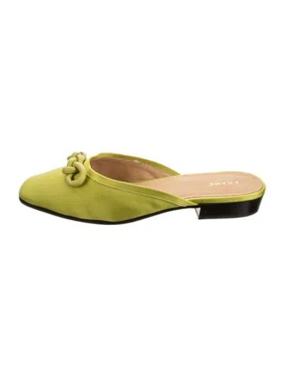 Pre-owned Frame Satin Mules In Green