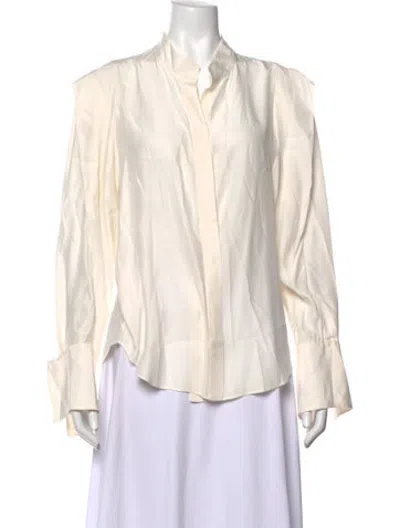 Pre-owned Frame Silk Long Sleeve Blouse In Neutrals