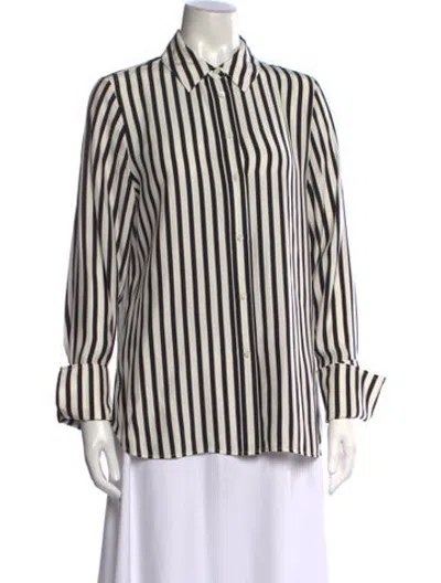 Pre-owned Frame Silk Striped Blouse In White