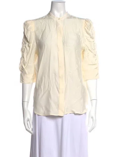 Pre-owned Frame Silk Three-quarter Sleeve Blouse In Neutrals