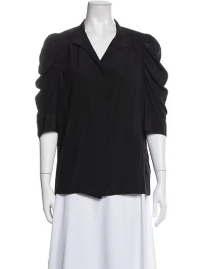 Pre-owned Frame Silk V-neck Blouse In Black